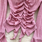 Vintage V-neck Ruffled Bottoming Top