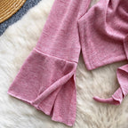 Vintage V-neck Ruffled Bottoming Top