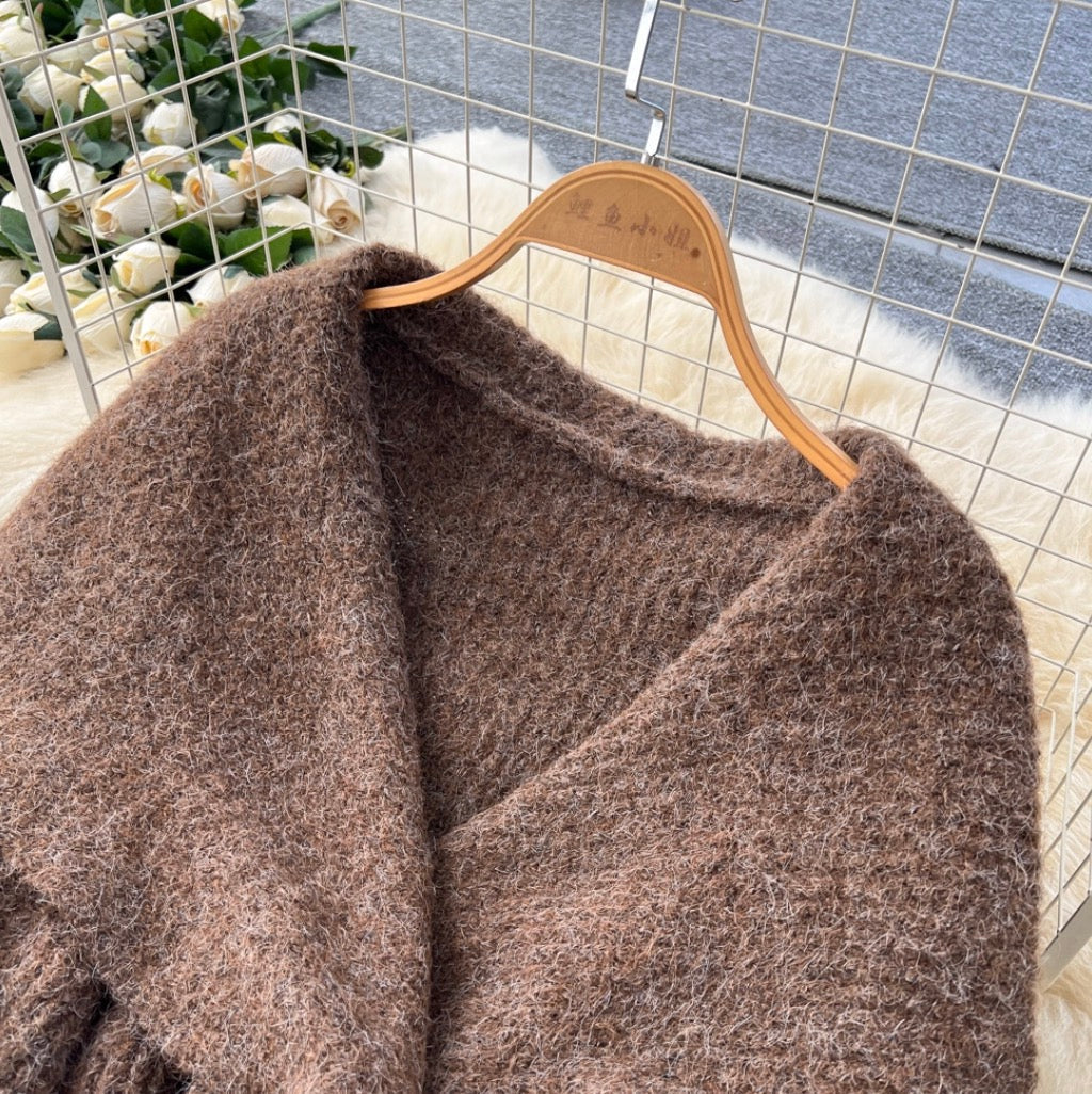 High-end Thermal Solid Color Cardigan