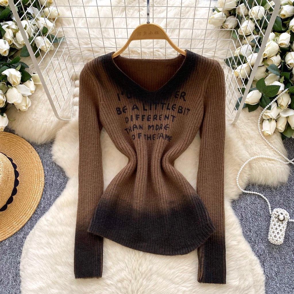 Vintage Tie-dye Print Slim Knitwear