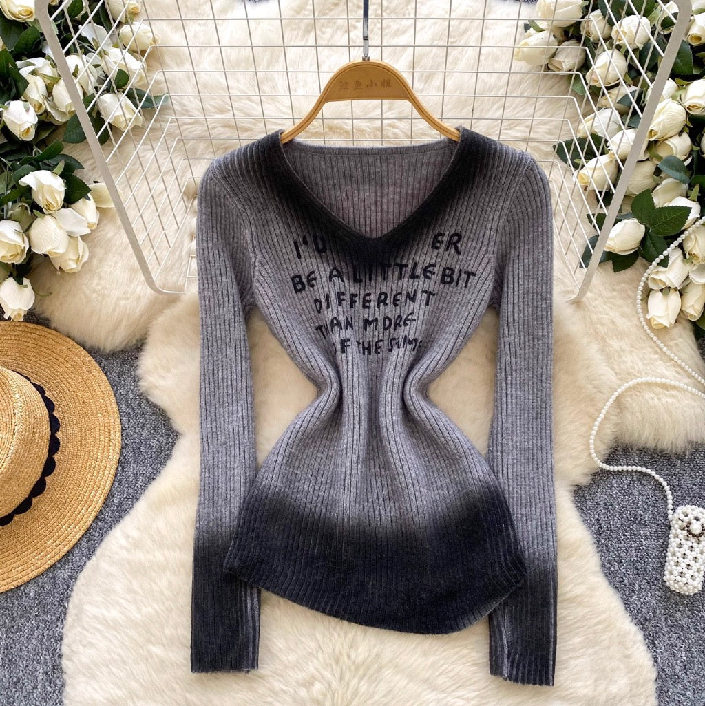 Vintage Tie-dye Print Slim Knitwear