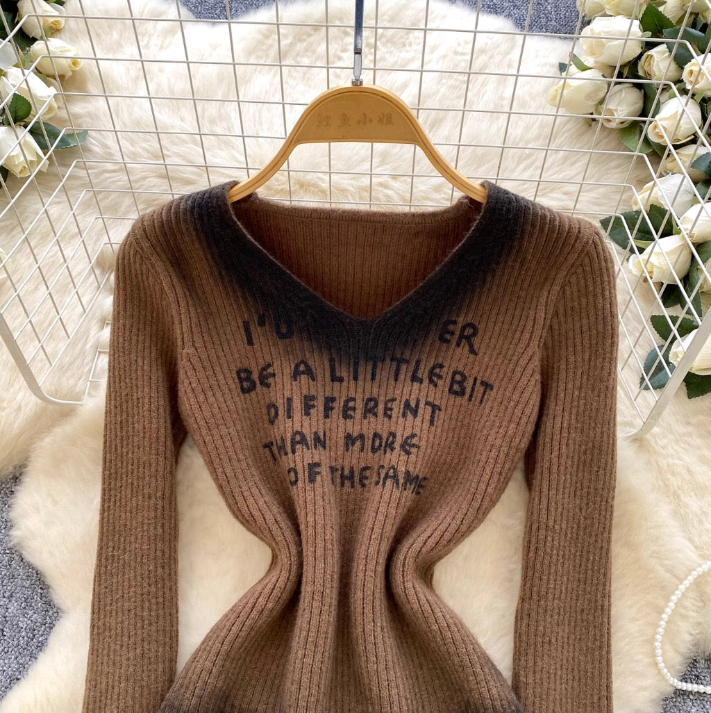Vintage Tie-dye Print Slim Knitwear