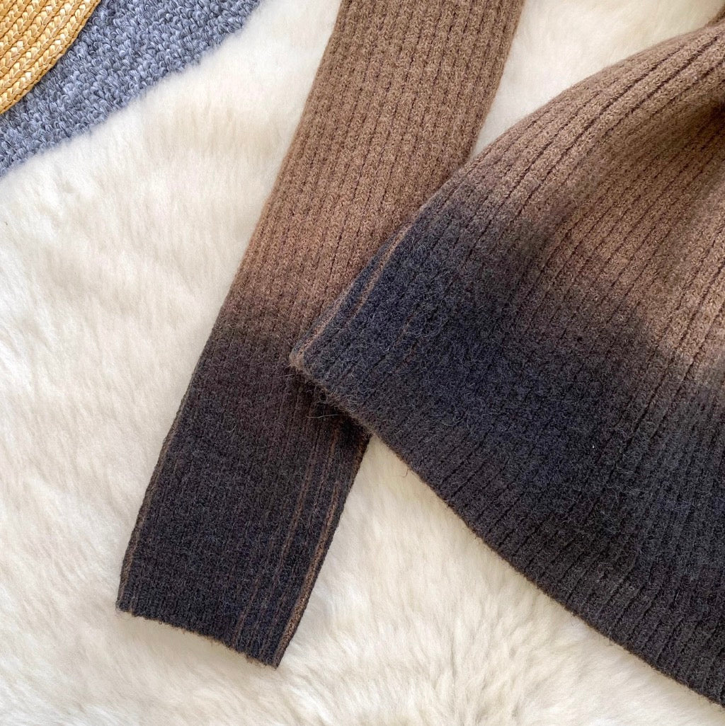Vintage Tie-dye Print Slim Knitwear