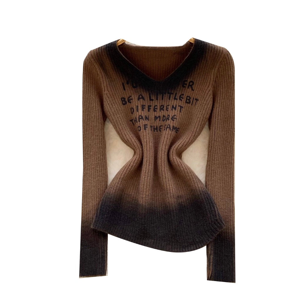 Vintage Tie-dye Print Slim Knitwear