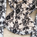 V-neck Knotted Embroidered Lace Top
