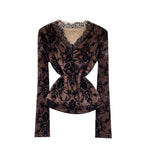 V-neck Knotted Embroidered Lace Top