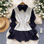 Beaded Knitted Vest & White Shirt