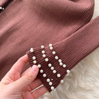 Beaded Long-sleeve Knit Dress