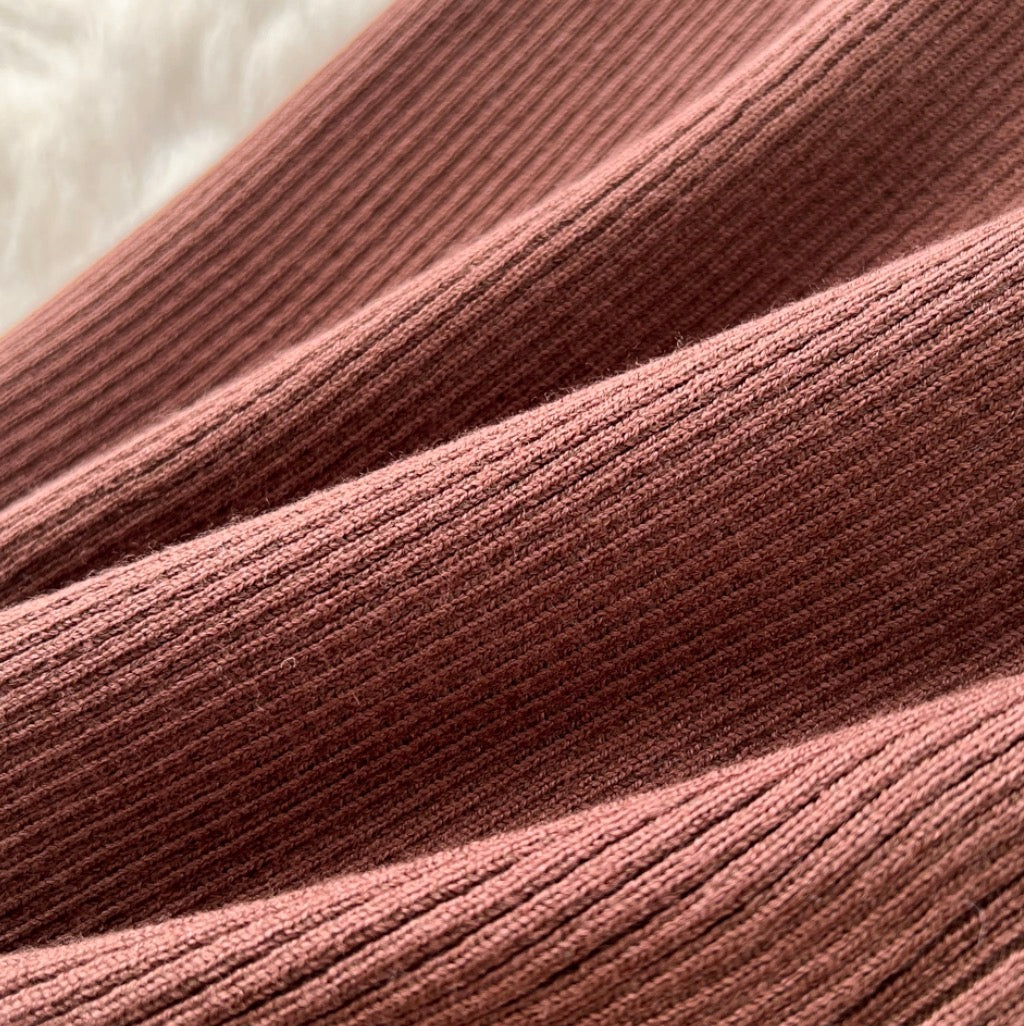 Beaded Long-sleeve Knit Dress