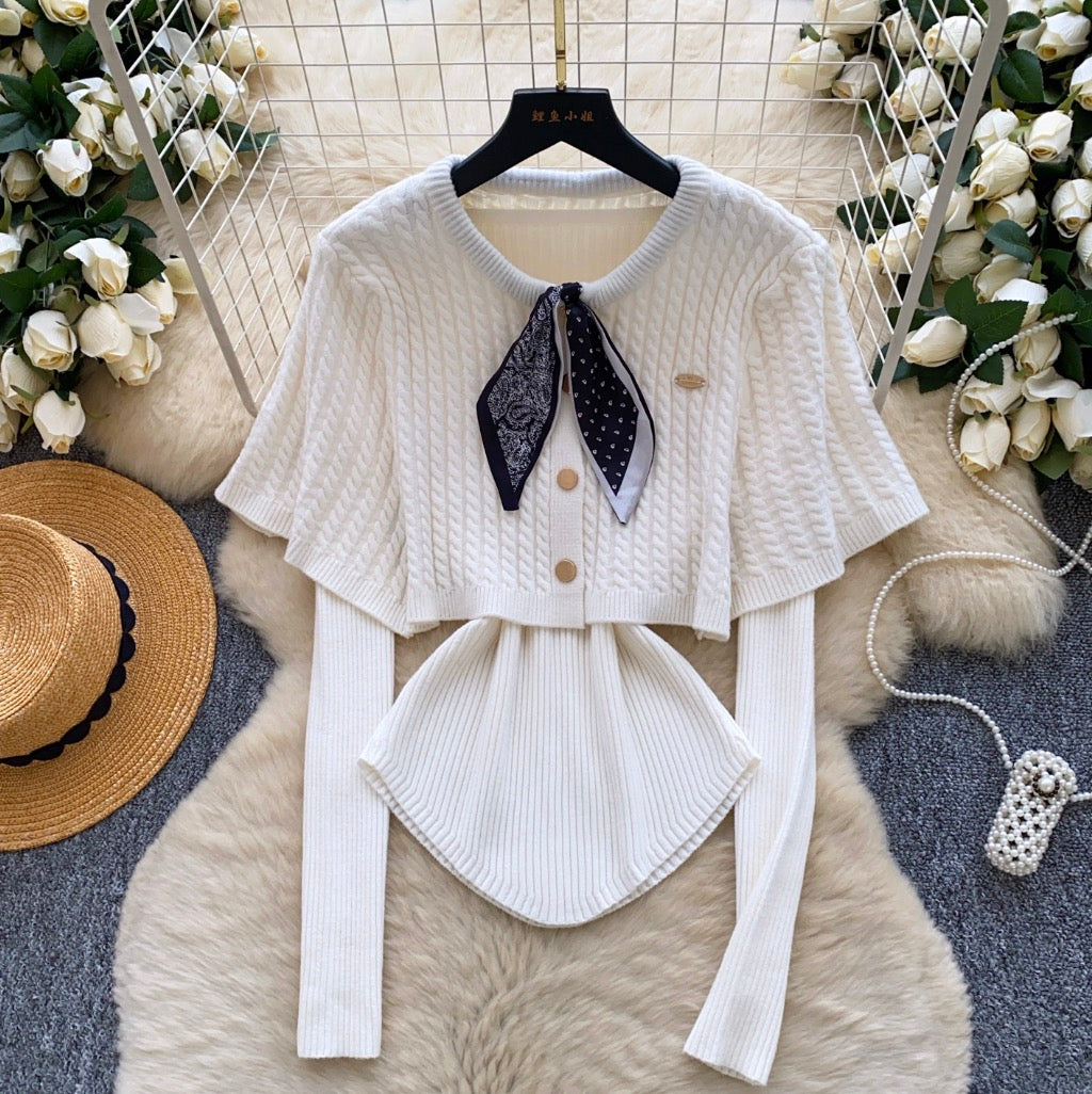 Twisted Cardigan & Sweater 2Pcs