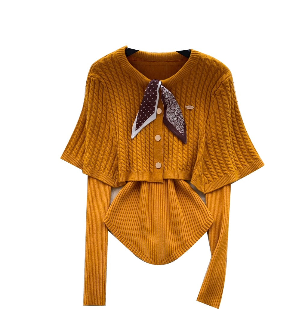 Twisted Cardigan & Sweater 2Pcs