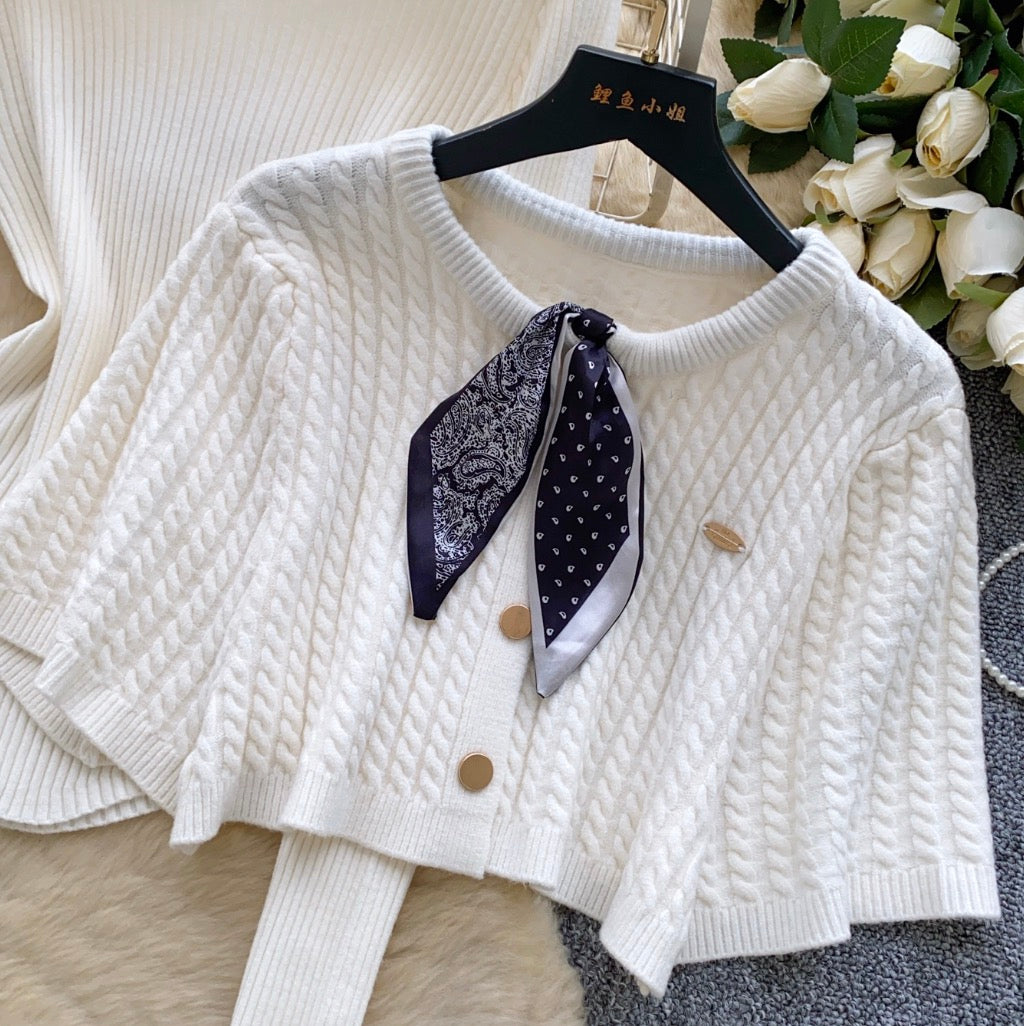 Twisted Cardigan & Sweater 2Pcs