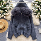 Casual Bow-tie Hooded Thermal Cardigan