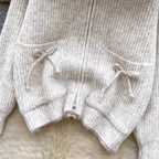 Casual Bow-tie Hooded Thermal Cardigan
