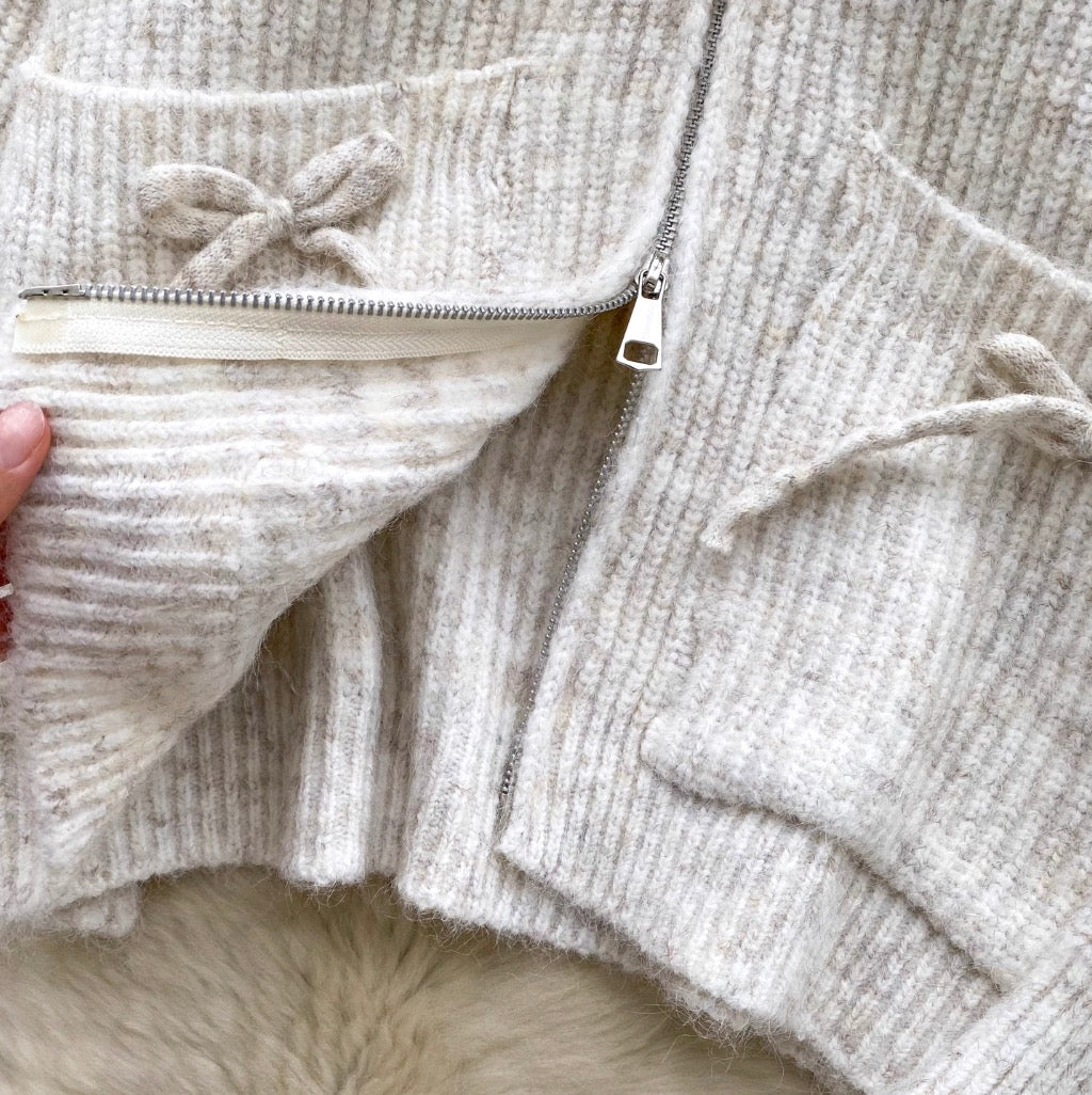 Casual Bow-tie Hooded Thermal Cardigan