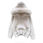 Casual Bow-tie Hooded Thermal Cardigan