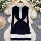 Color-blocking Patchwork Knitted Dress