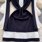 Color-blocking Patchwork Knitted Dress