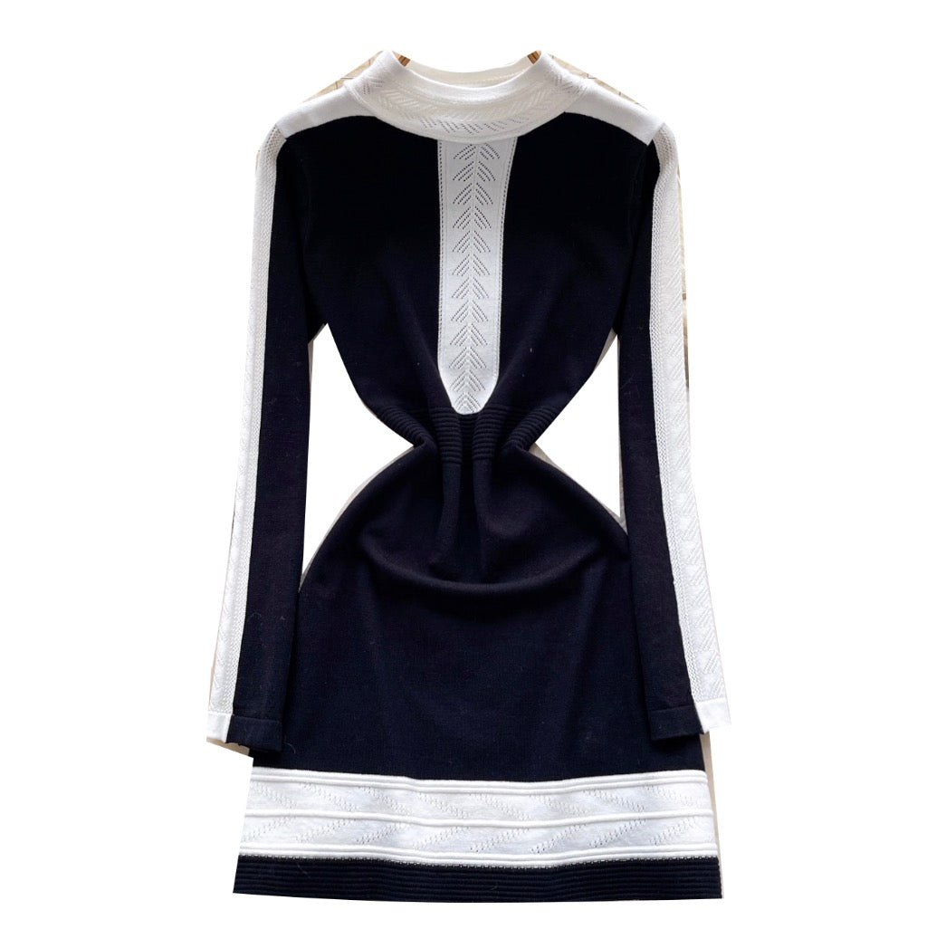 Color-blocking Patchwork Knitted Dress
