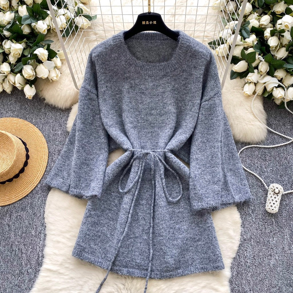Korean Style Solid Color Knit Dress