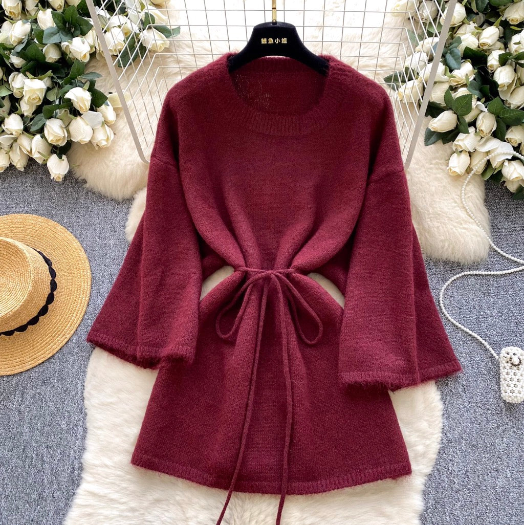 Korean Style Solid Color Knit Dress