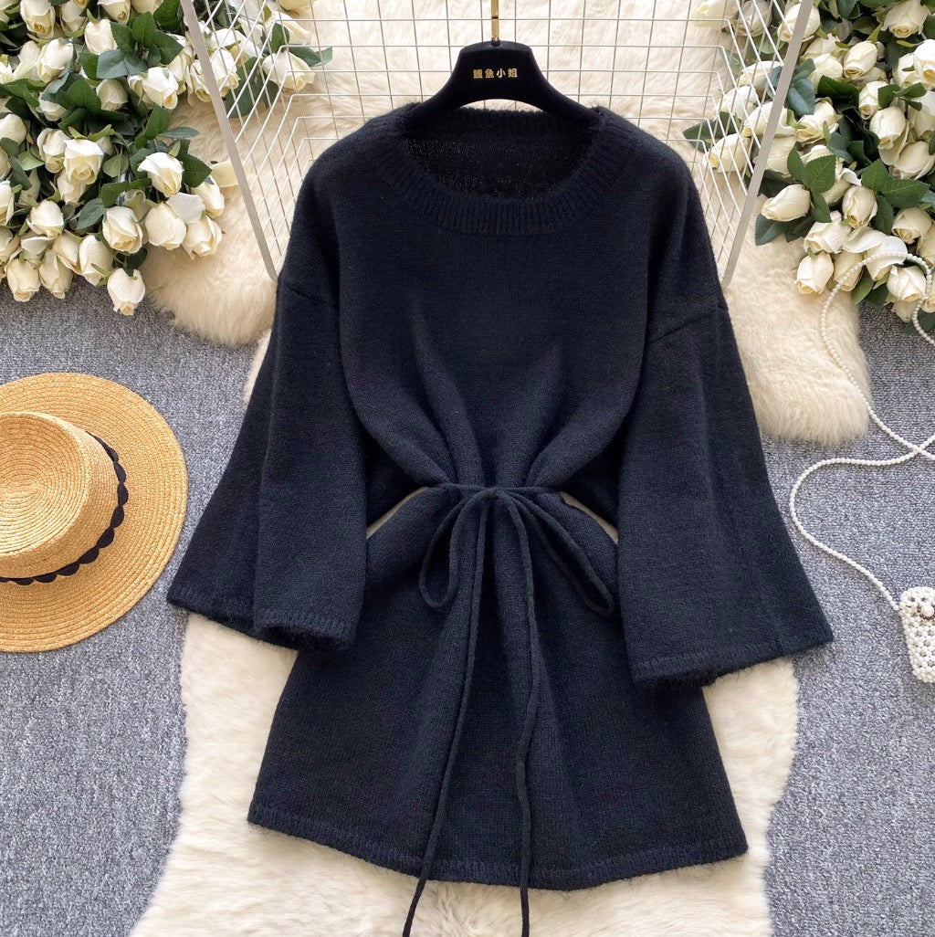 Korean Style Solid Color Knit Dress