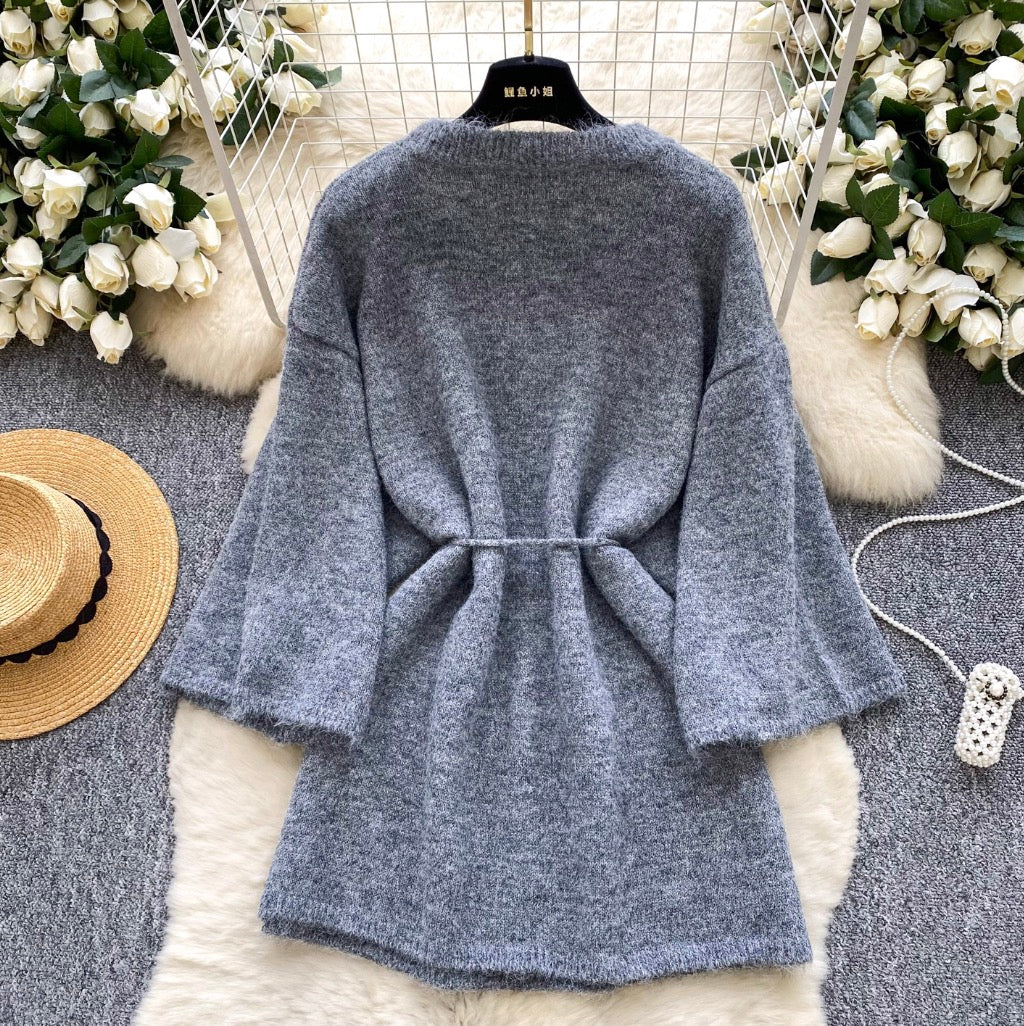Korean Style Solid Color Knit Dress