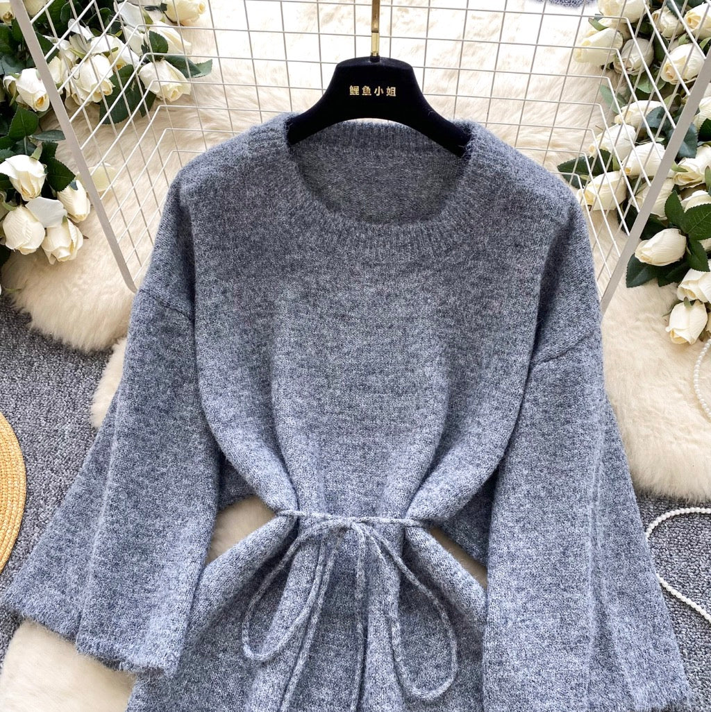 Korean Style Solid Color Knit Dress