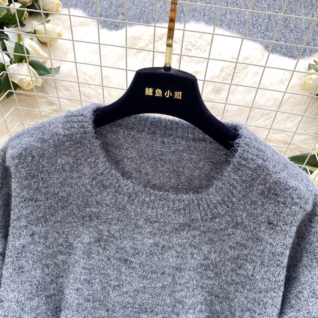 Korean Style Solid Color Knit Dress