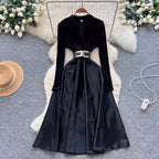 Premium Suede Patchwork Dress