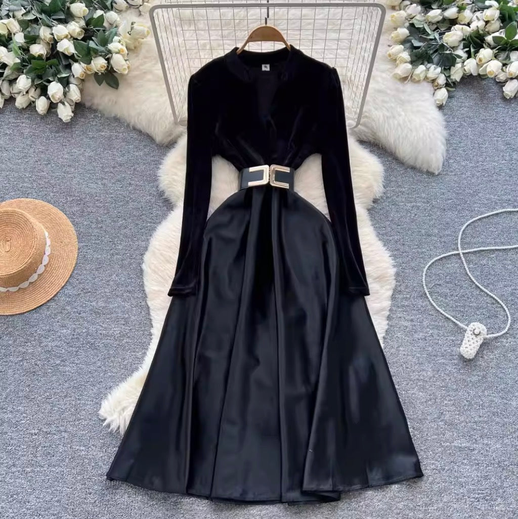 Premium Suede Patchwork Dress