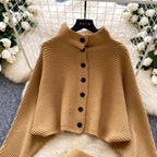 Bat-sleeve Cardigan & Skirt 2Pcs