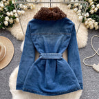 Vintage Furry Collar Denim Jacket