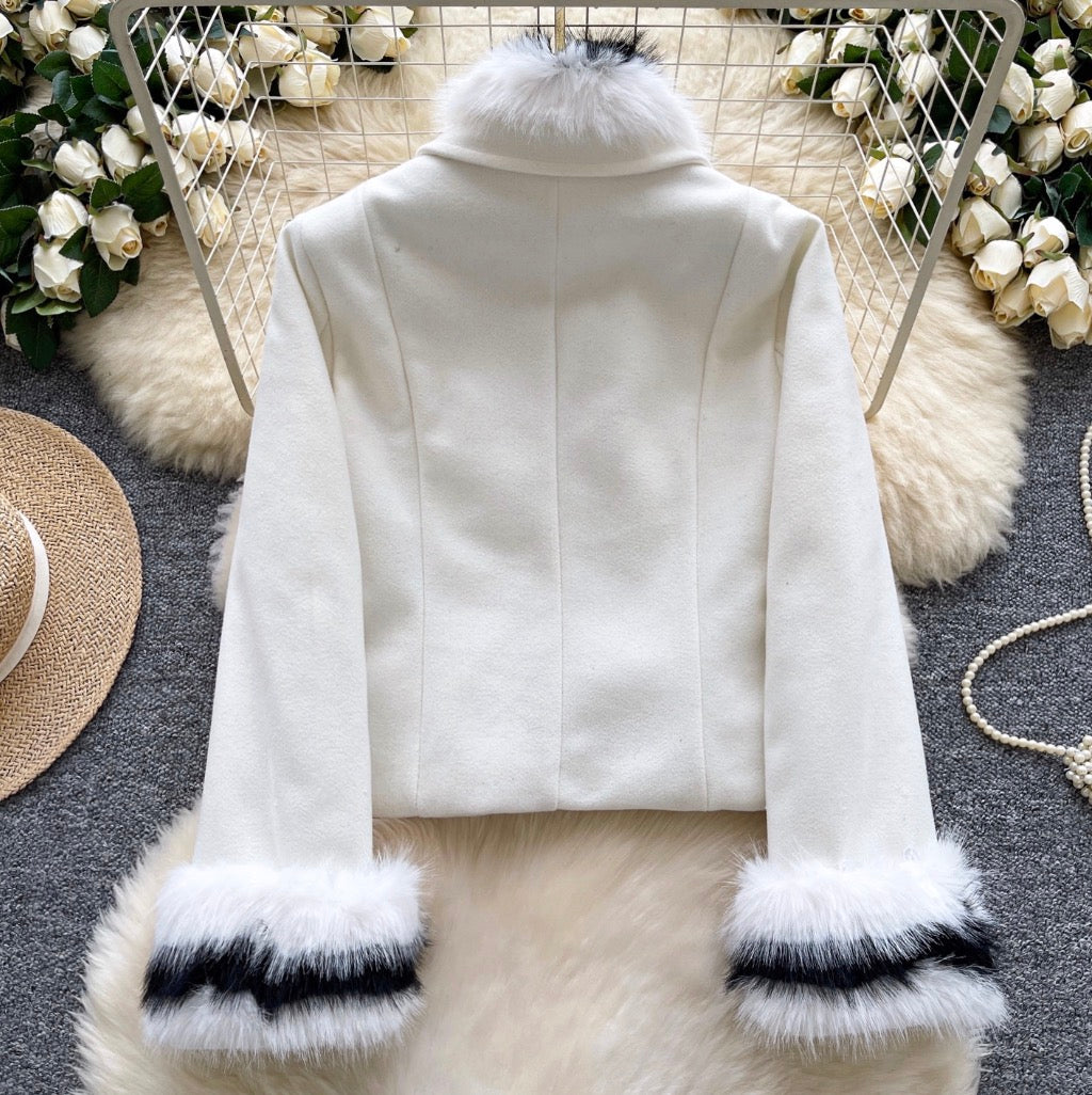 Black & White Furry Tweed Jacket