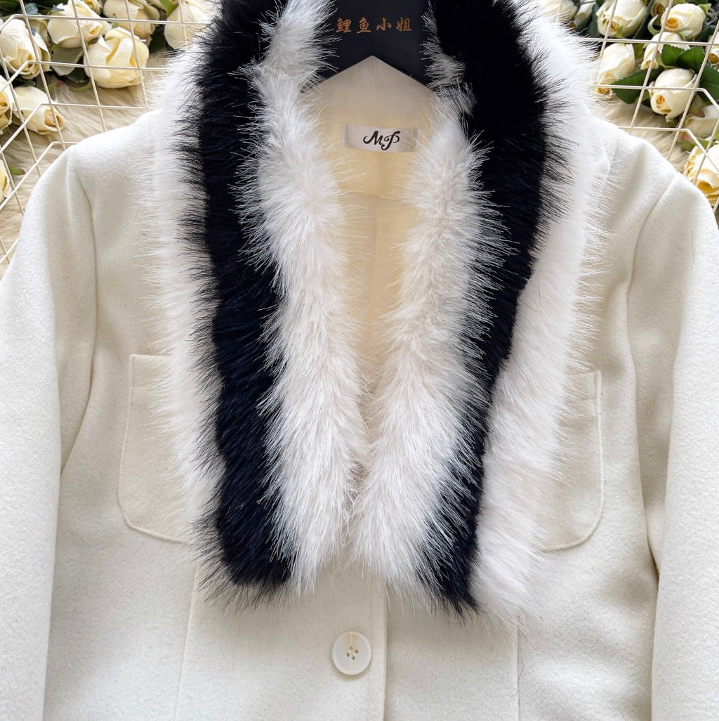 Black & White Furry Tweed Jacket