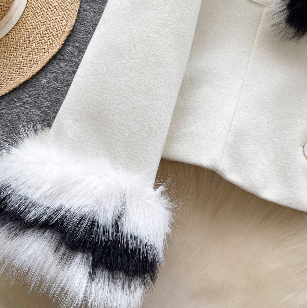 Black & White Furry Tweed Jacket