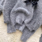 3D Bow Irregular Design Sweater