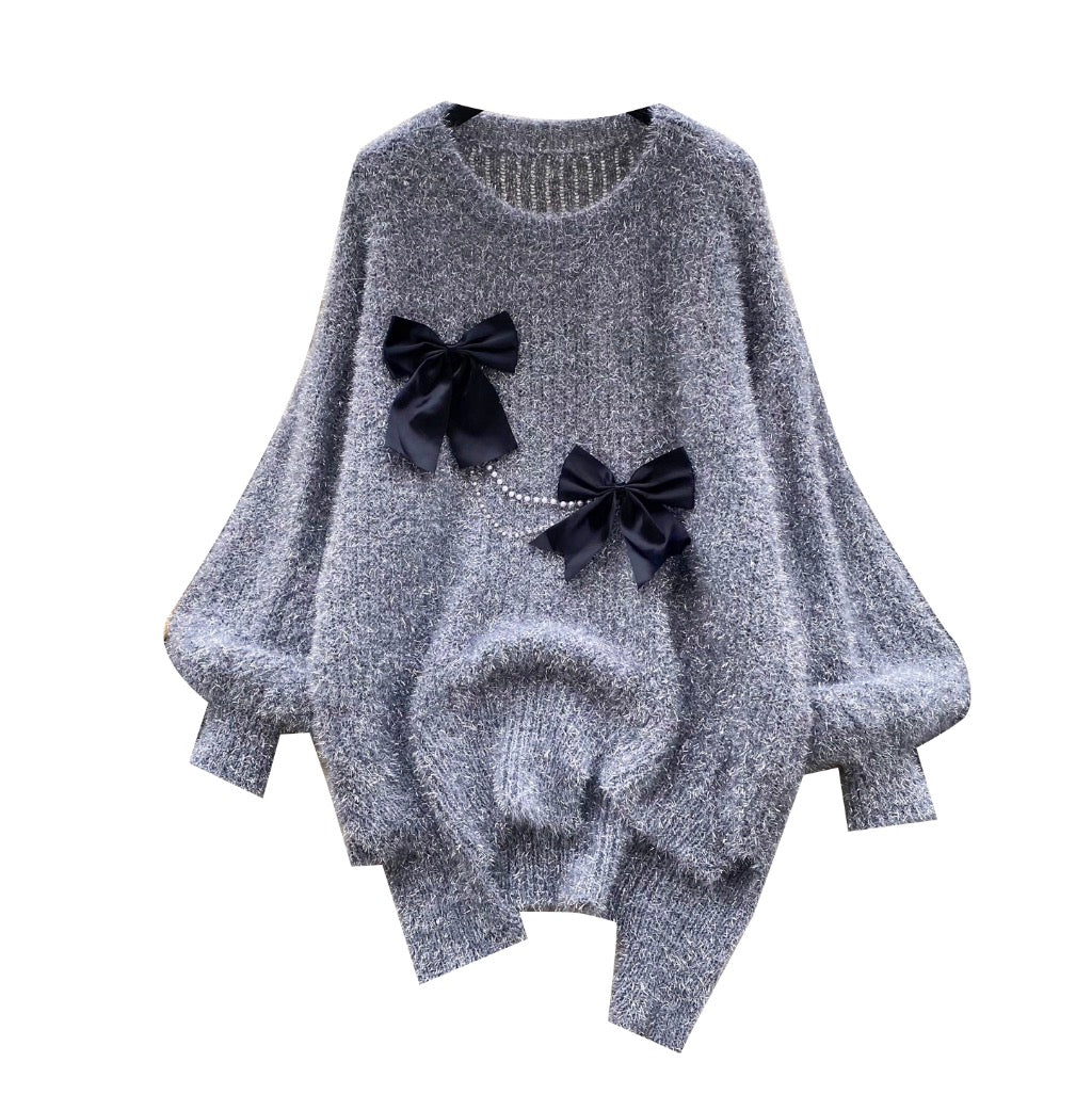 3D Bow Irregular Design Sweater