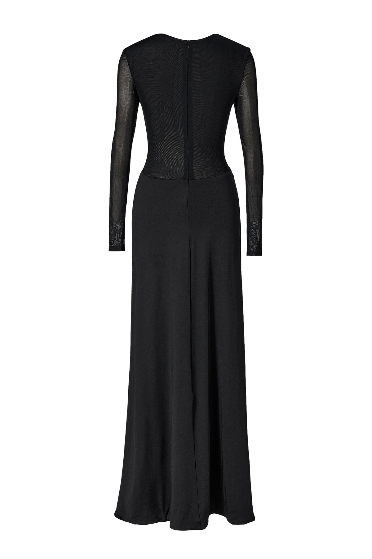 Mesh Bow Cut-Out Slit Midi Dress