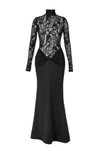 Lace Long Sleeve Gathering Maxi Dress