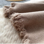 Solid Color Fringed Knit Skirt