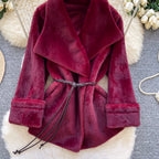 V-neck Lapeled Thermal Coat