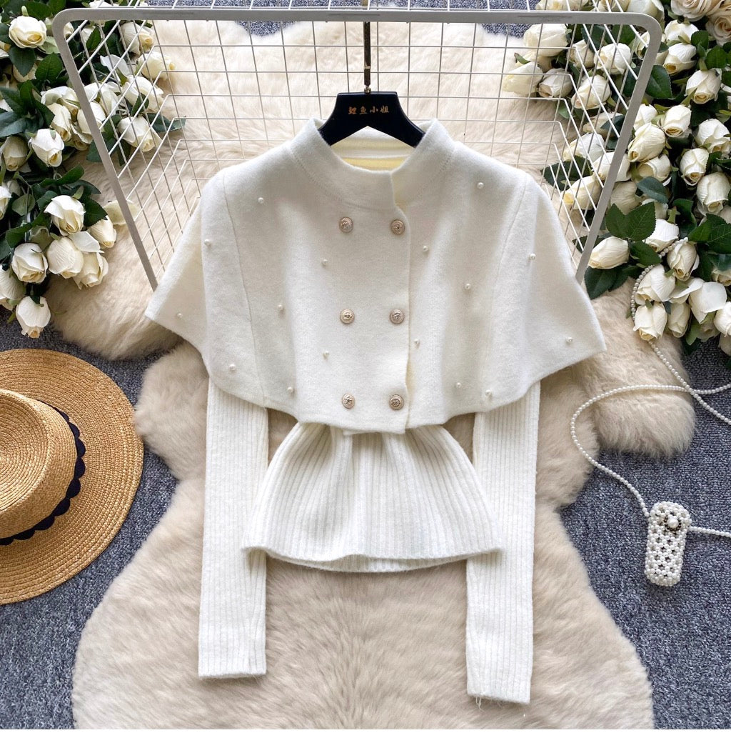 Vintage Beaded Cape & Sweater 2Pcs
