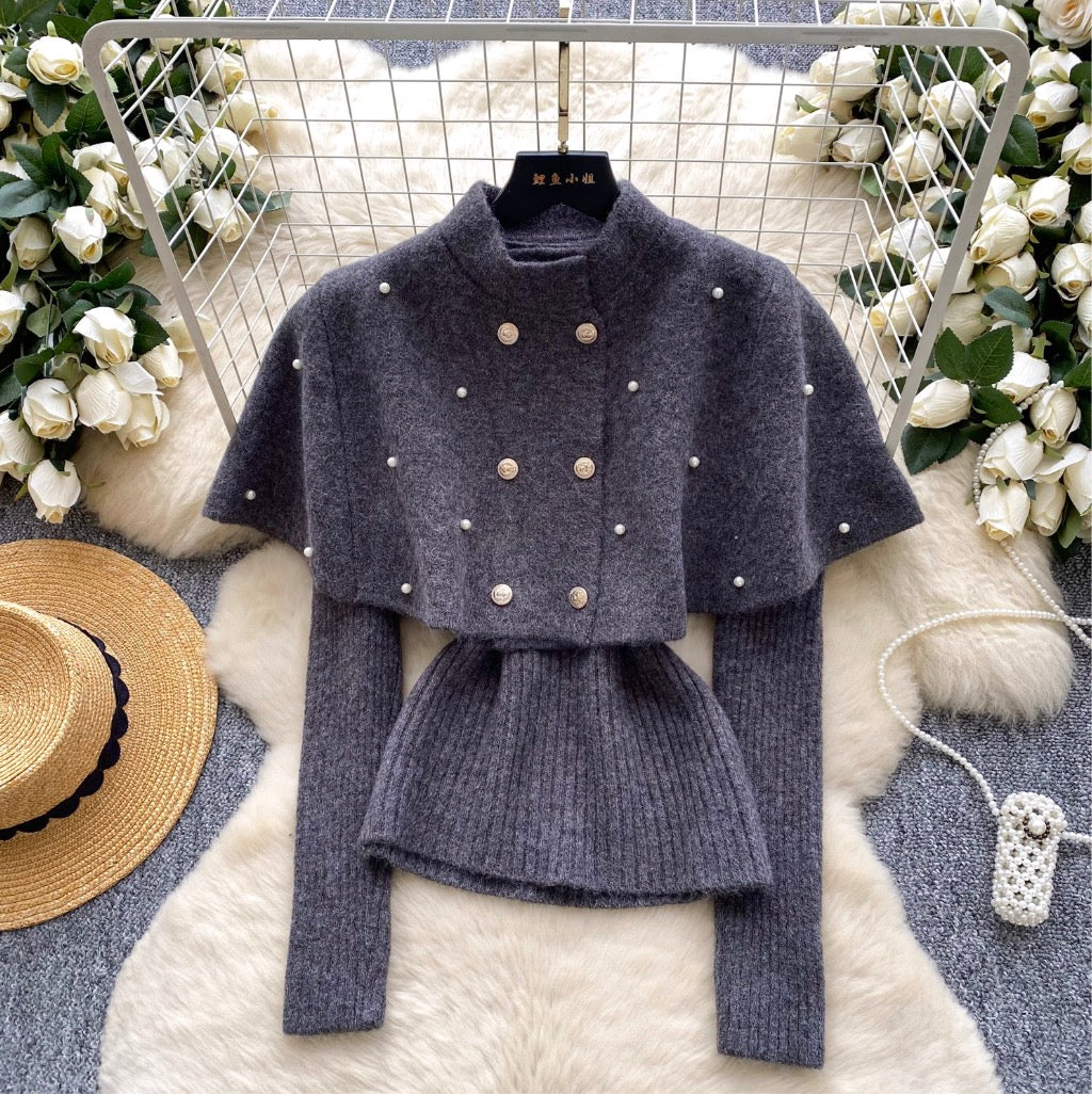 Vintage Beaded Cape & Sweater 2Pcs
