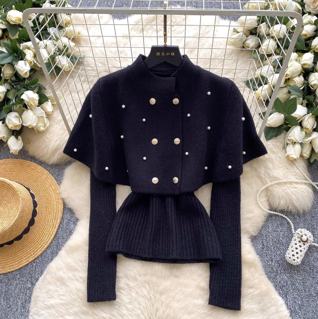 Vintage Beaded Cape & Sweater 2Pcs
