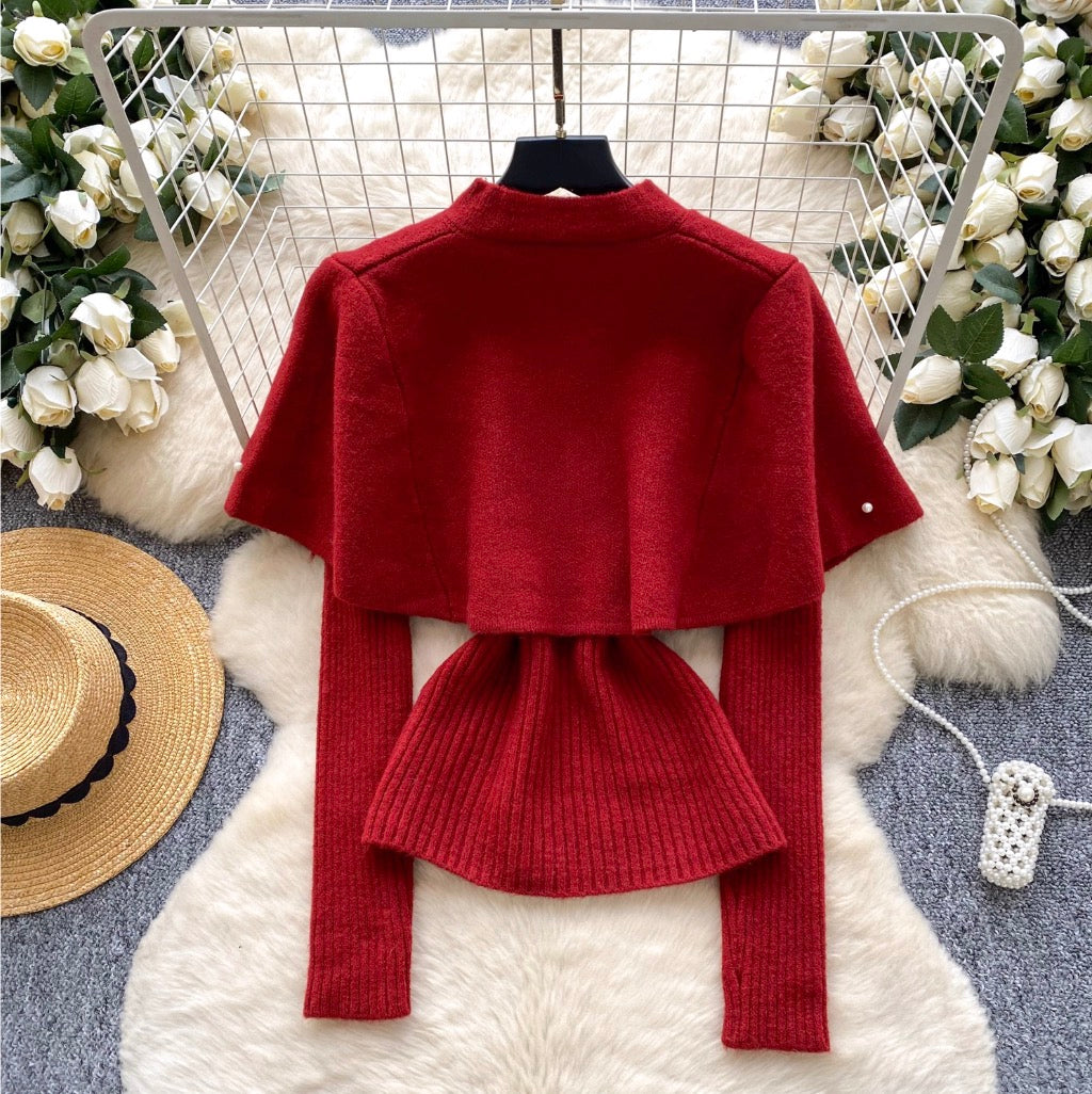 Vintage Beaded Cape & Sweater 2Pcs