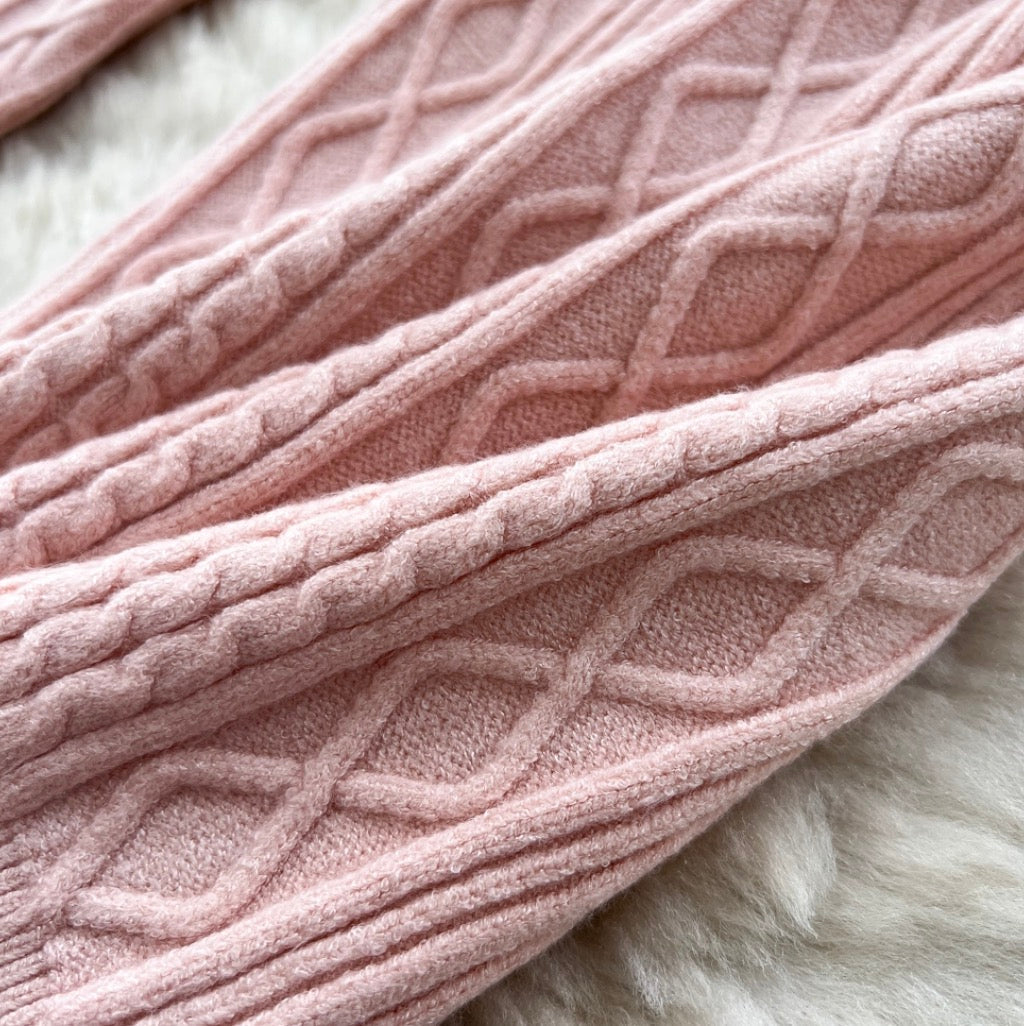 Solid Color Twist-knitted Trousers