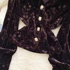 Vintage Floral Print Velvet Shirt