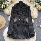 Vintage Suit Collar Tweed Dress