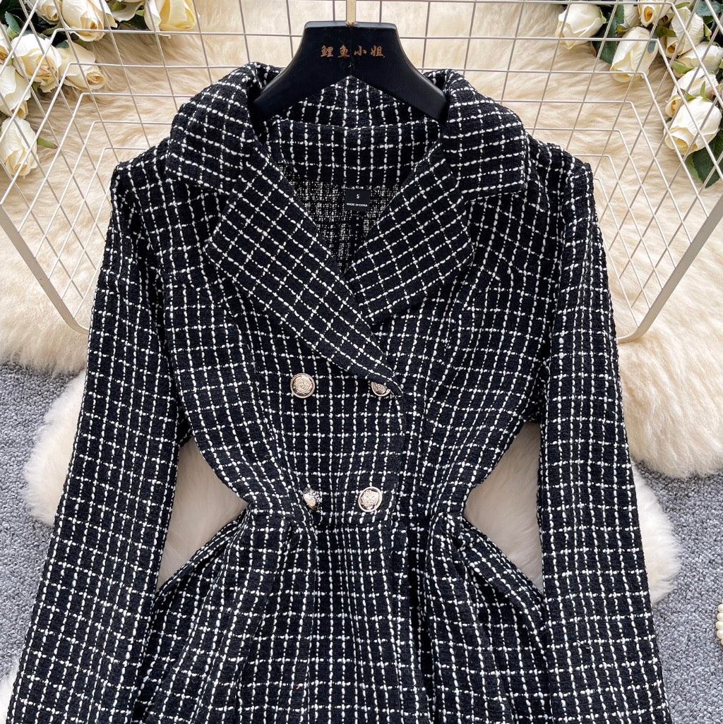 Vintage Suit Collar Tweed Dress